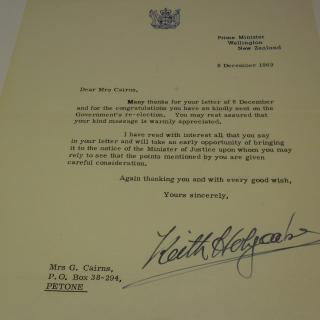 Sir Keith Holyoake, New Zealand Prime Minister