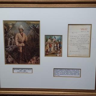 Framed letter in the hand of Sir Henry Morton Stanley