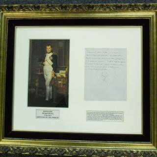 Napoleon Bonaparte letter signed with watermark, framed.