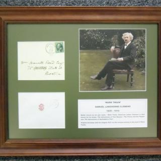 Framed envelope entirely in the hand of Samuel L Clemens -'Mark Twain'