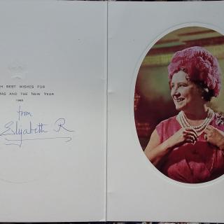 Authentically signed Xmas Card from the Queen Mother dated 1969