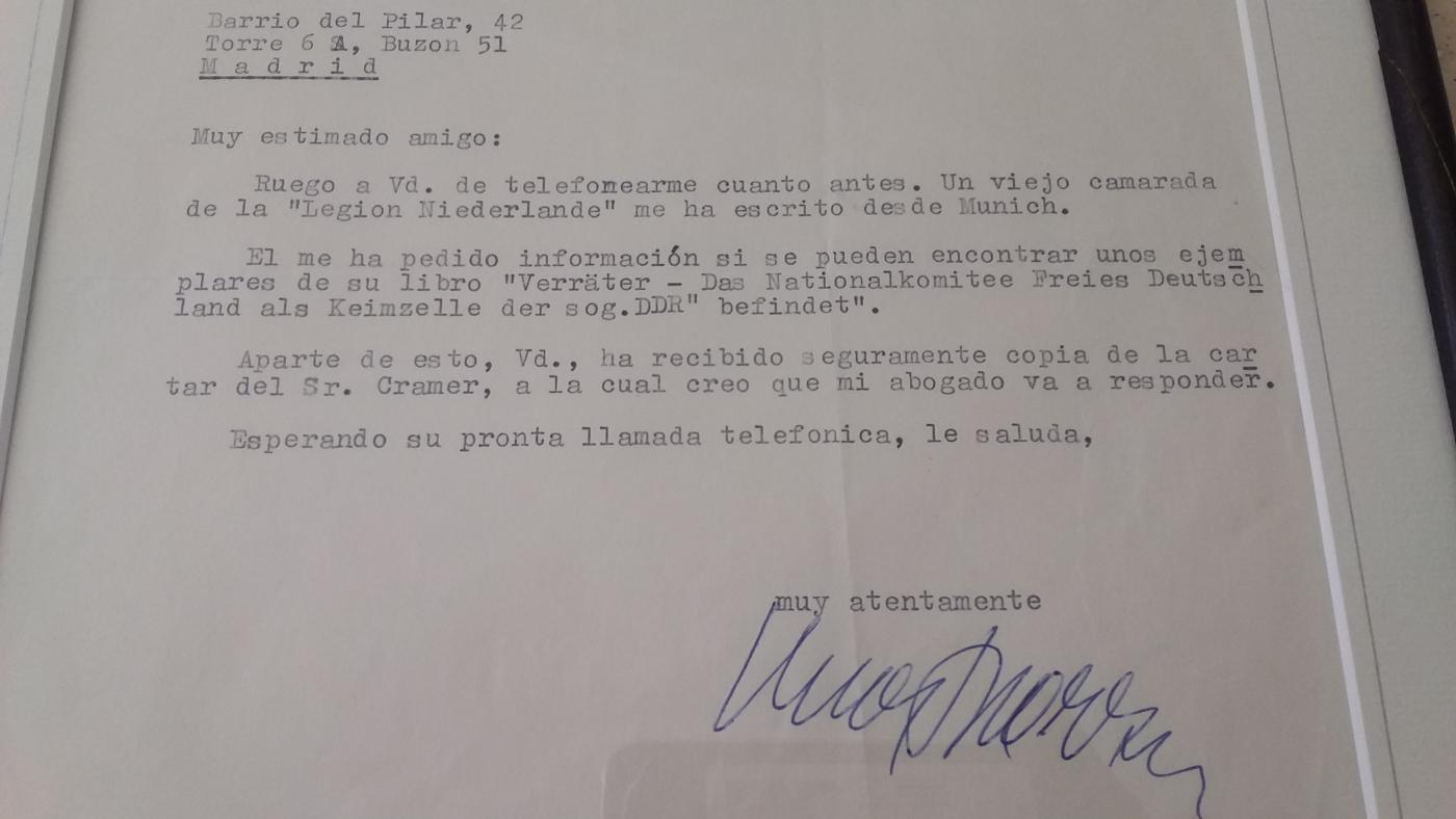 Typed letter signed by Otto Skorzeny on 13.6.67