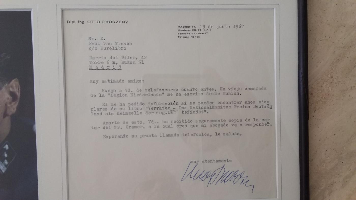 Typed letter in Spanish signed by Otto Skorzeny on 13.6.67