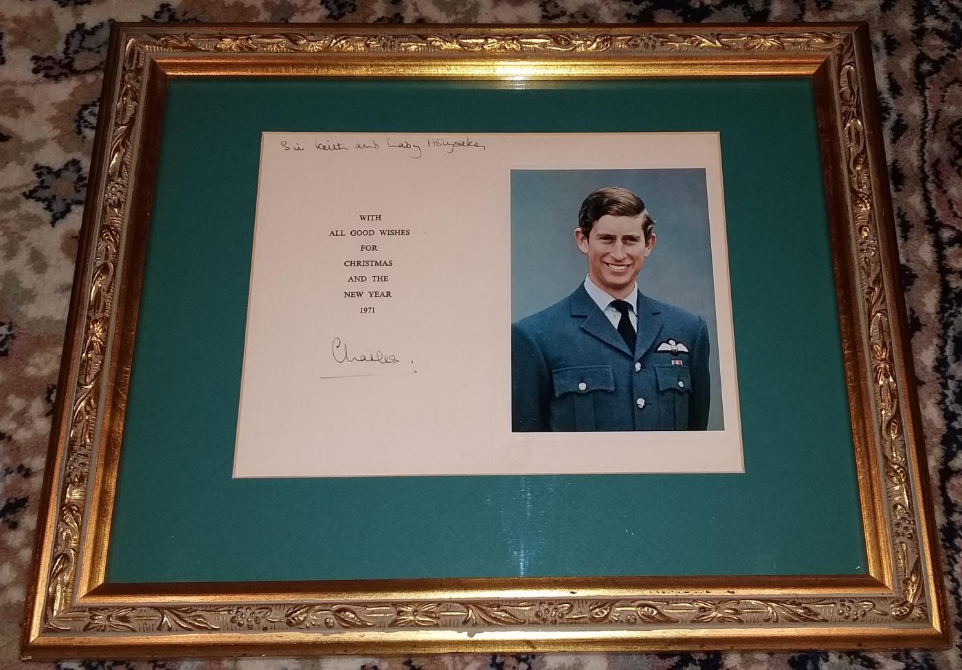 Card from Prince Charles to NZ PM Holyoake