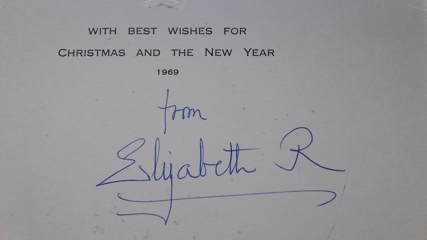 Xmas Card 1969 authentically signed by the Queen Mother