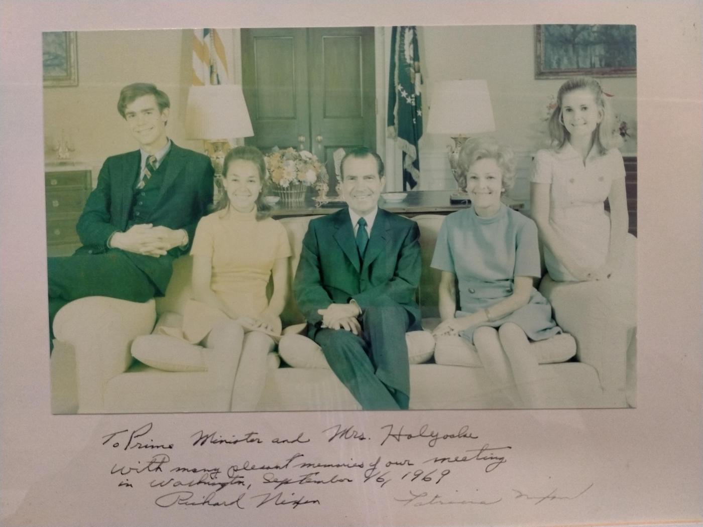 President Nixon signed and inscribed portrait to New Zealand PM